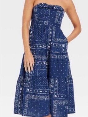 Universal Thread Navy Bandana Print Midi Dress